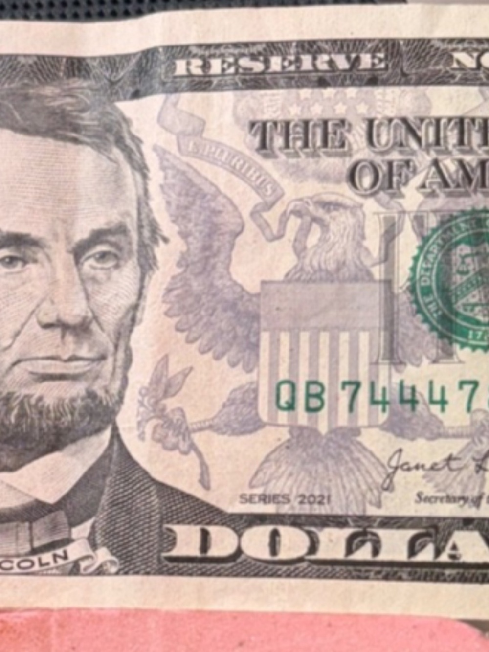 2021 $5 Bill Fancy Binary QB7 444 7891B Triple 4s #206296403201